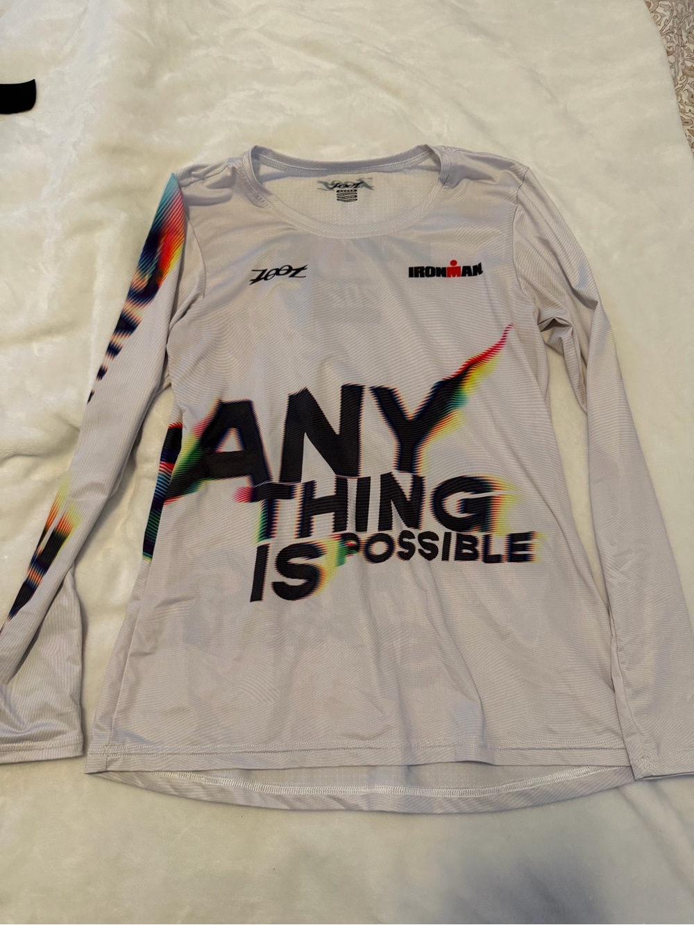 Zoot White Long Sleeve Tee with Multicolor Accent Graphics